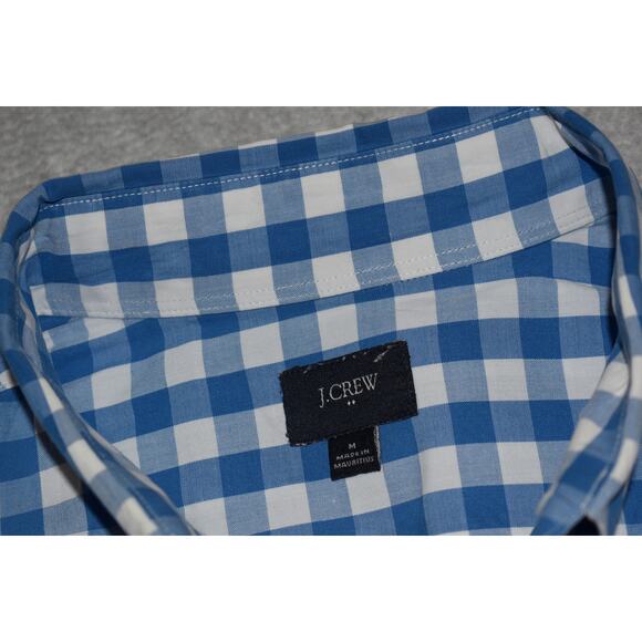 J Crew Dress Shirt Button Up Men Size Medium Classic Fit Blue White Plaids - Picture 4 of 5